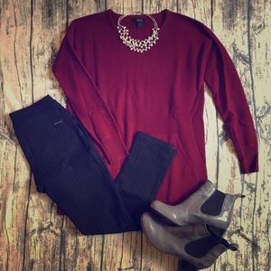J.Crew Merino pocket tunic sweater, burgundy XXS